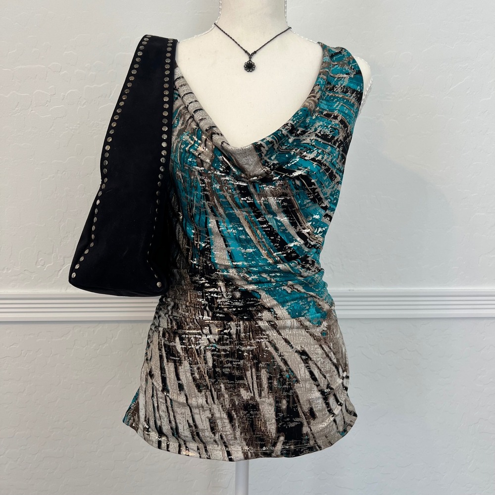 vintage y2k graphic cowl neck tank top